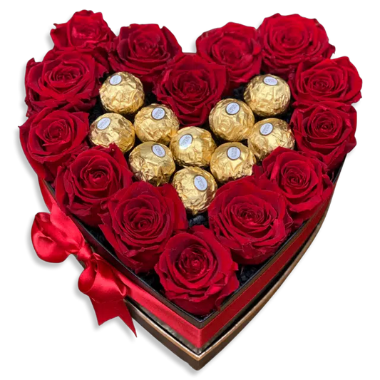 Luxury Red Rose Heart Box With Centre-filled Chocolates