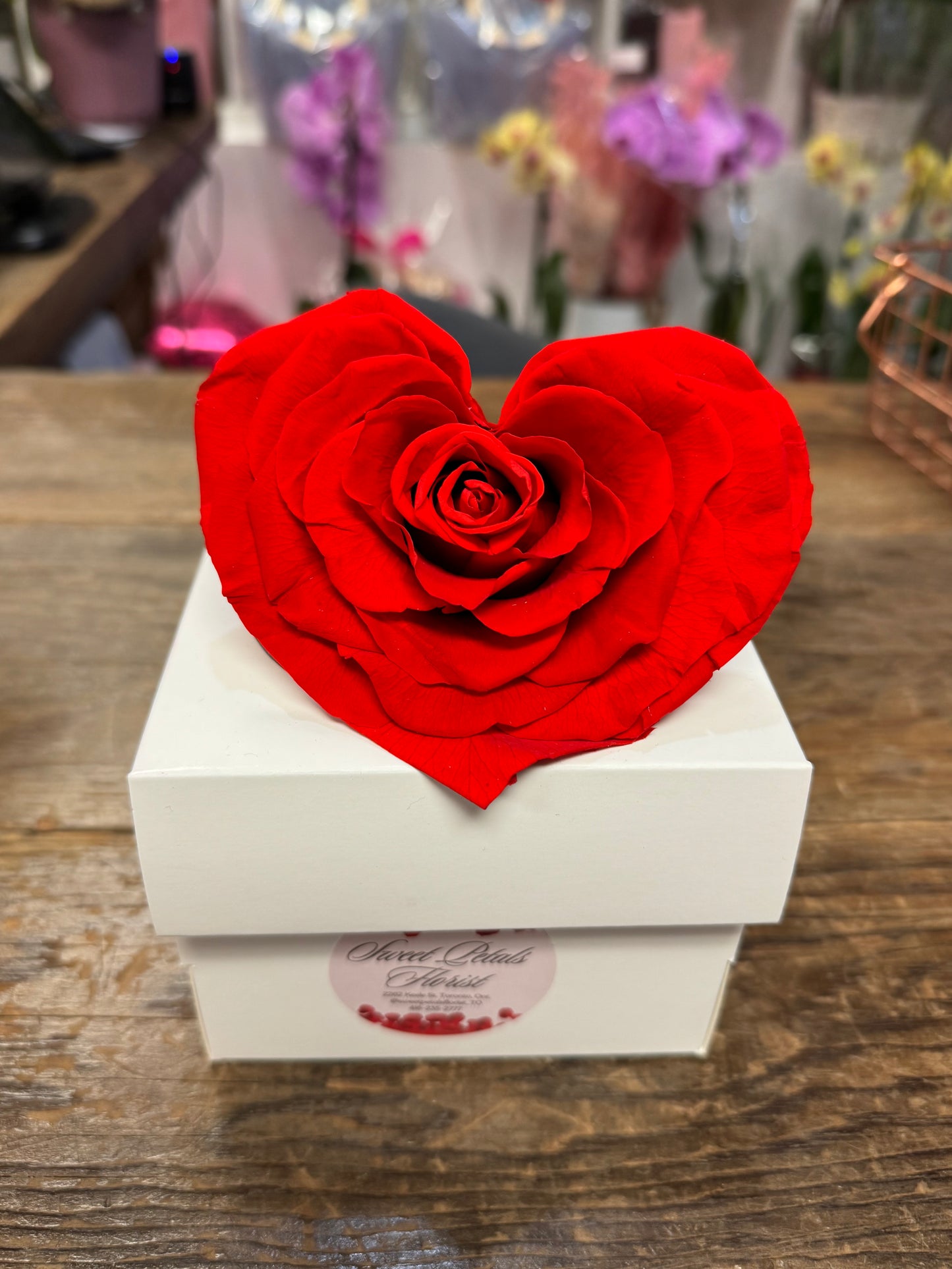 Preserved Heart Shaped Red Rose