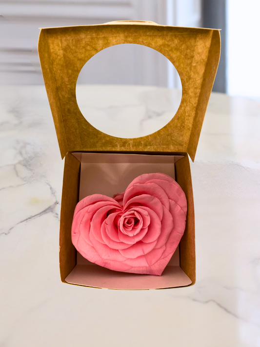 Preserved Heart Shaped Pink Rose